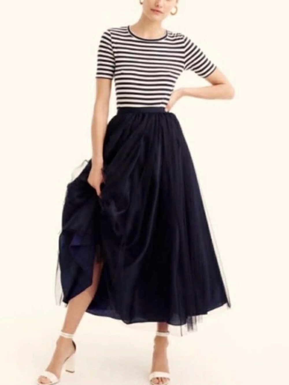Jcrew Navy Tulle Midi Skirt NWT